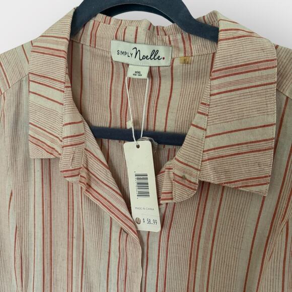 NEW Simply Noelle linen blend tunic button down blouse - Picture 3 of 8